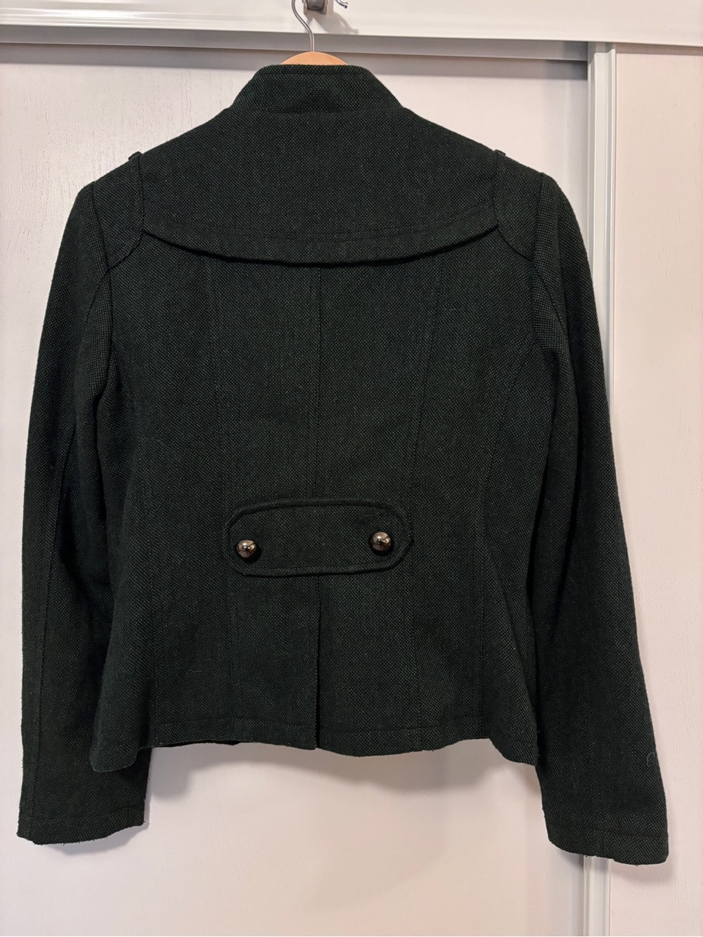 Womens Military Band Jacket Size Large Green Wool Designer Rare Epaulets Utility - Picture 4 of 11